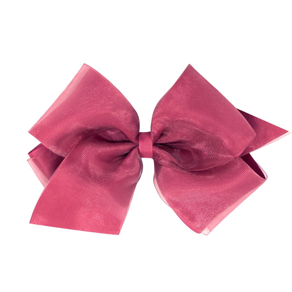 King Grosgrain With Organza Overlay Girls Hair Bow - COLONIAL ROSE