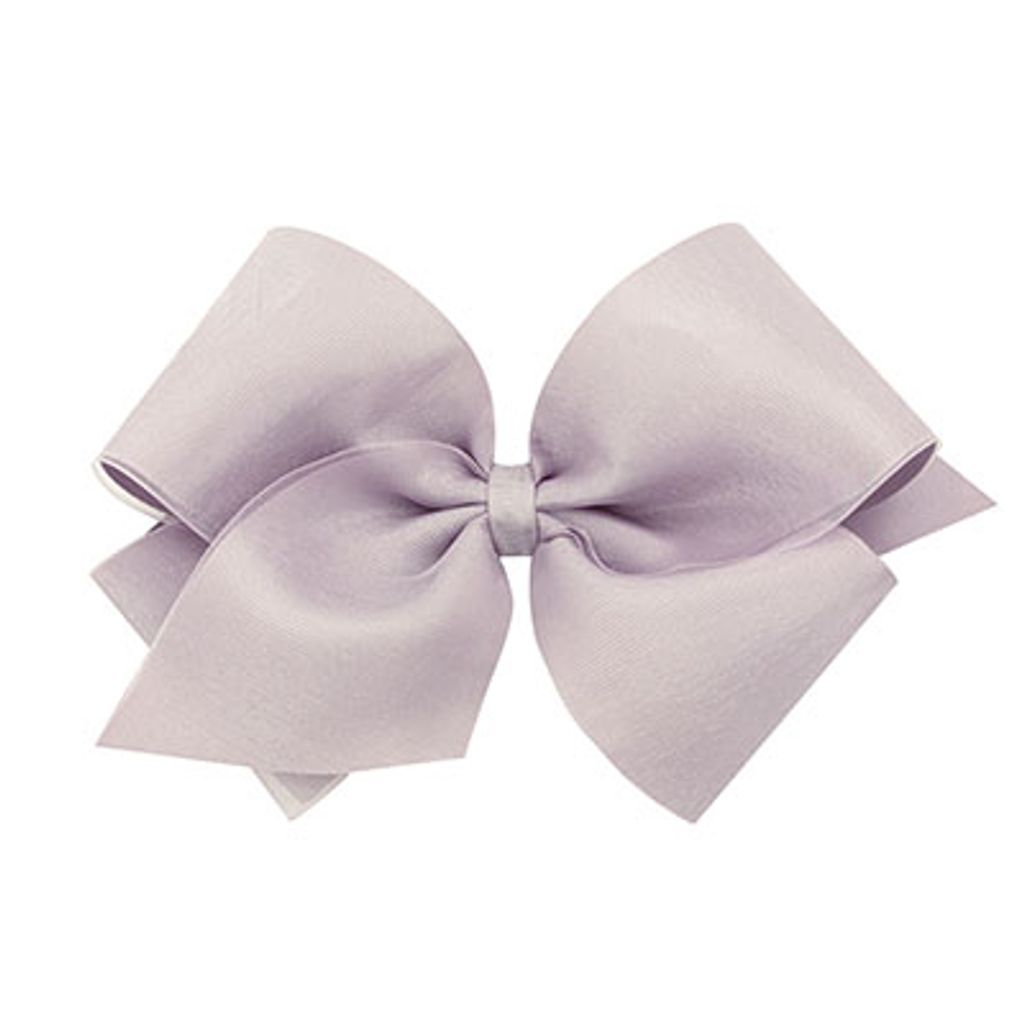 King Grosgrain With Organza Overlay Girls Hair Bow - TAUPE