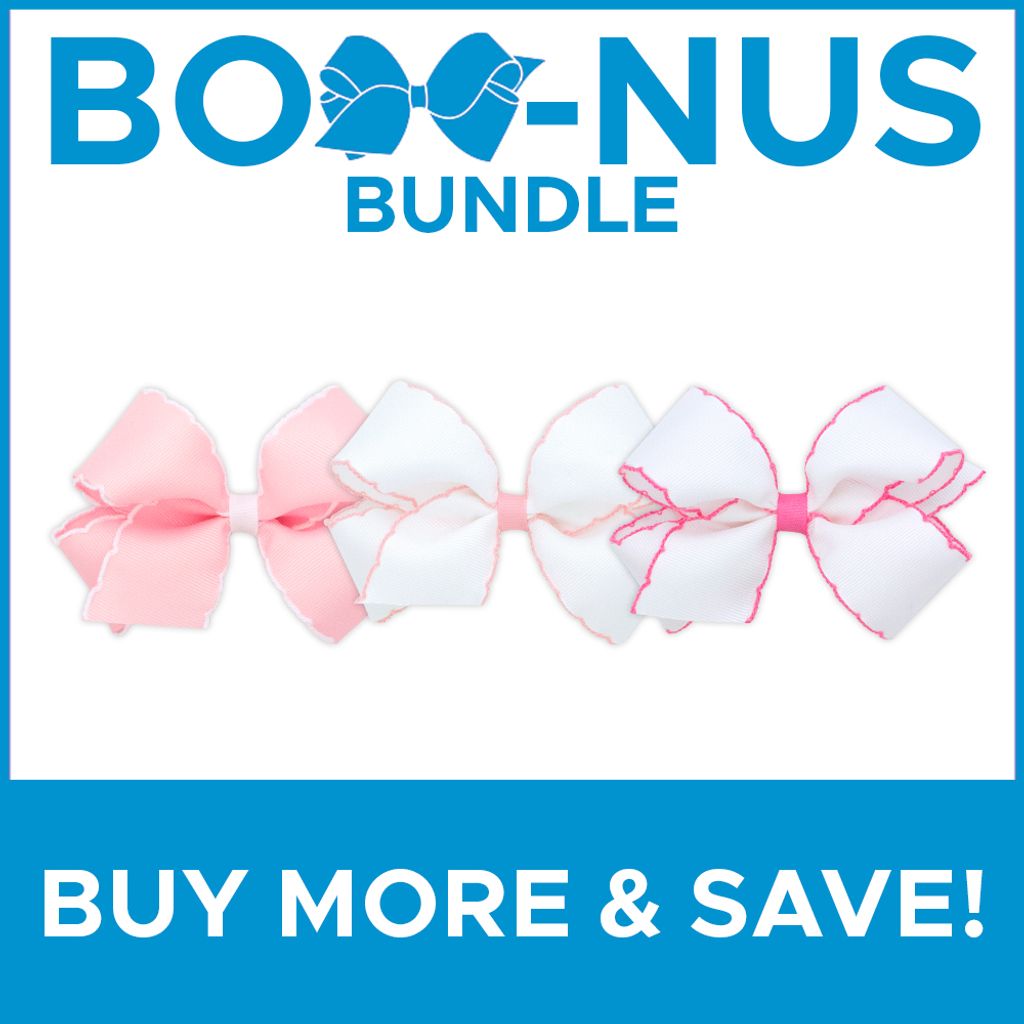 BUY MORE AND SAVE! 3 Medium Moonstitch Girls Hair Bows