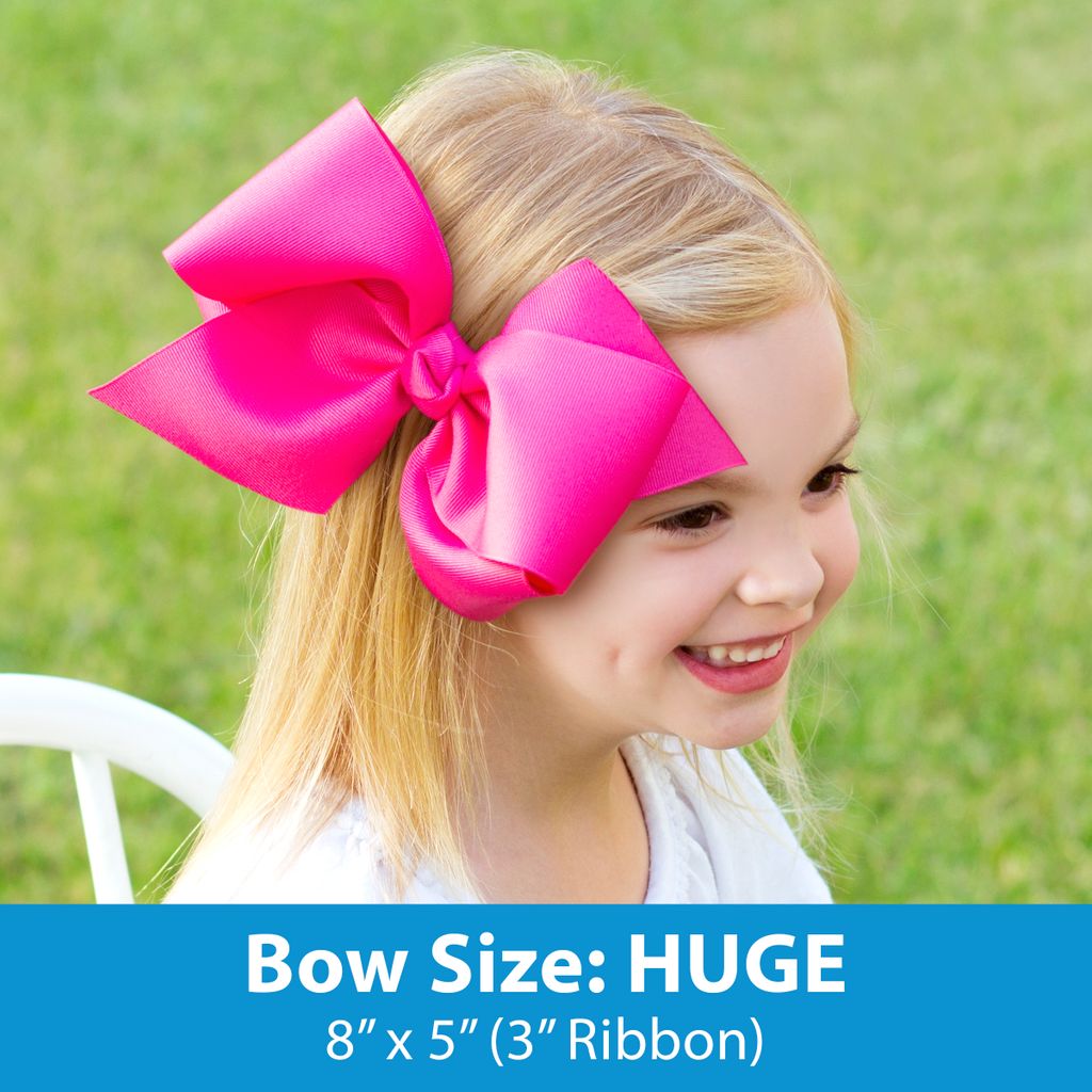 Huge Classic Grosgrain Girls Hair Bow on a French Clip (Knot Wrap)