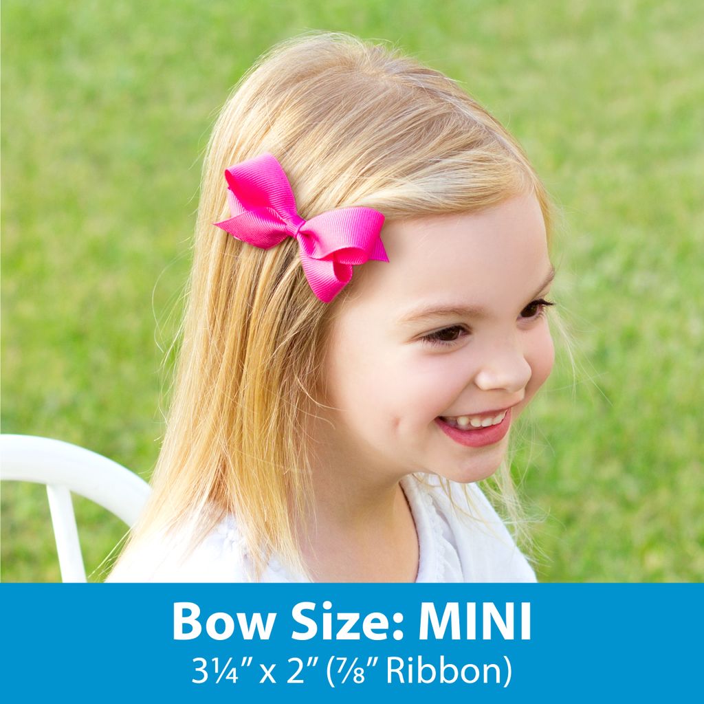 Mini Classic Grosgrain Girls Hair Bow (Plain Wrap)