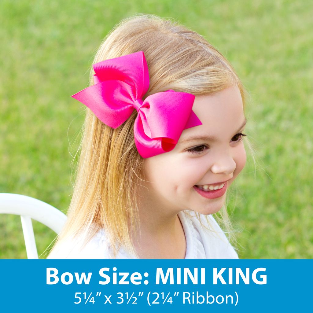 Mini King Ruffled Edge Taffeta and Grosgrain Overlay Girls Hair Bow