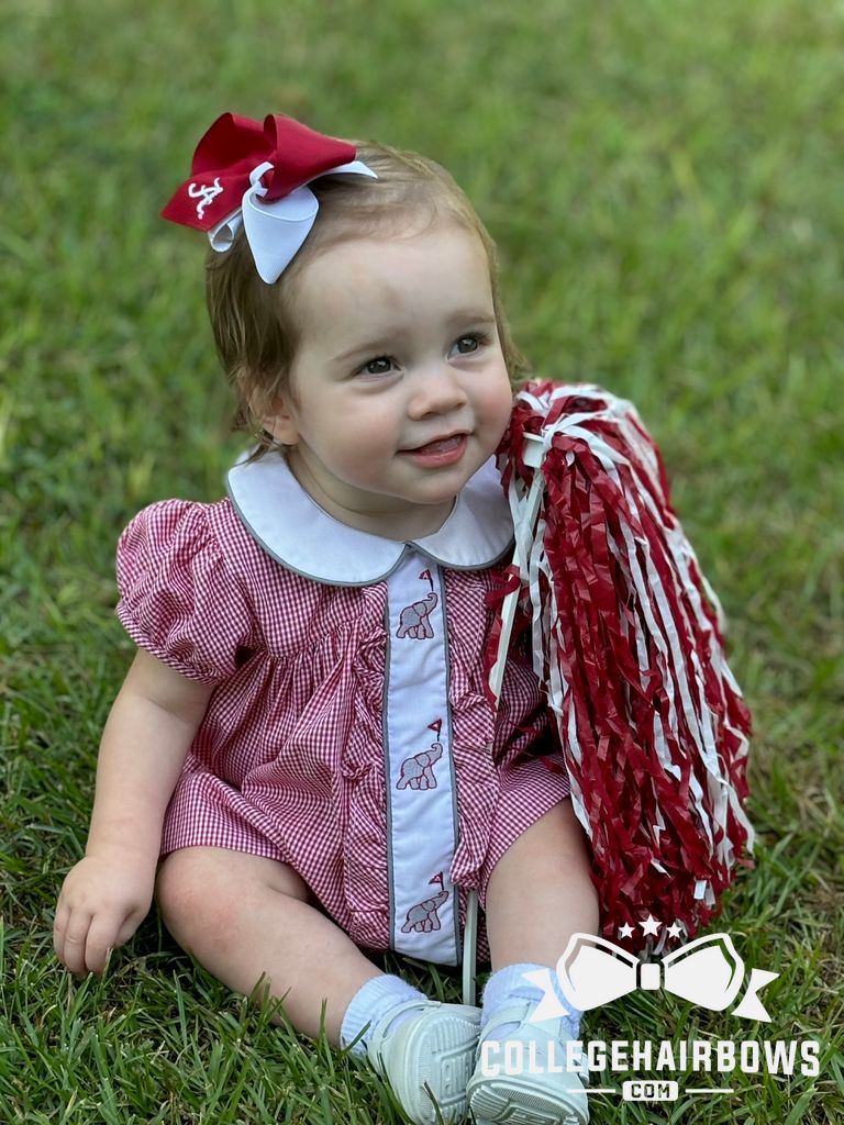 Medium Two-tone Collegiate Embroidered Grosgrain Hair Bow