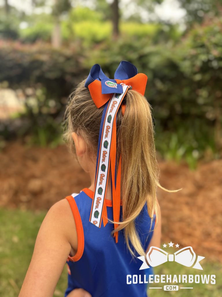 Medium Two-tone Collegiate Embroidered Grosgrain Hair Bow
