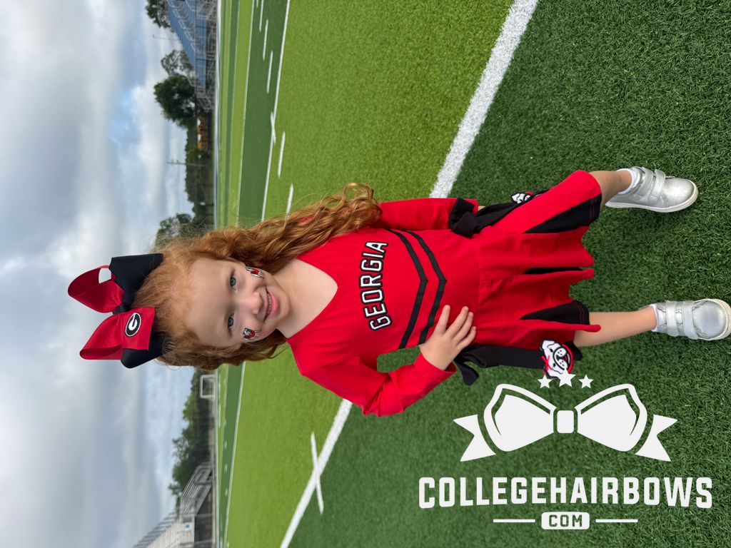 King Two-tone Grosgrain Hair Bow with Embroidered Collegiate Logo