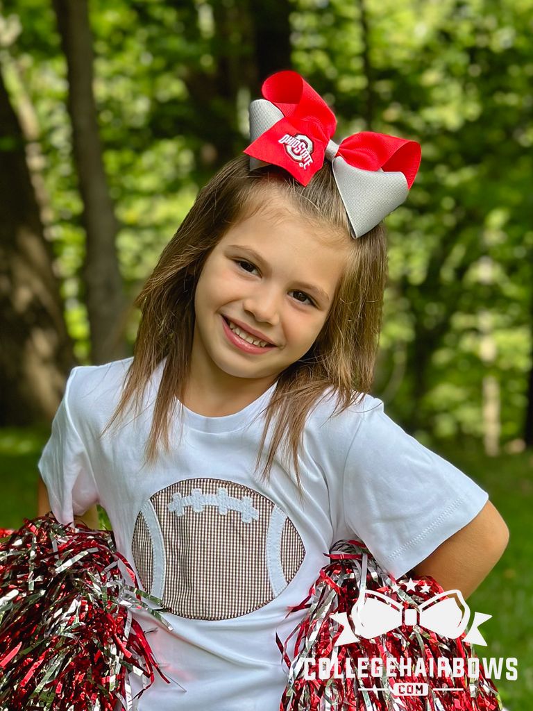 King Two-tone Grosgrain Hair Bow with Embroidered Collegiate Logo