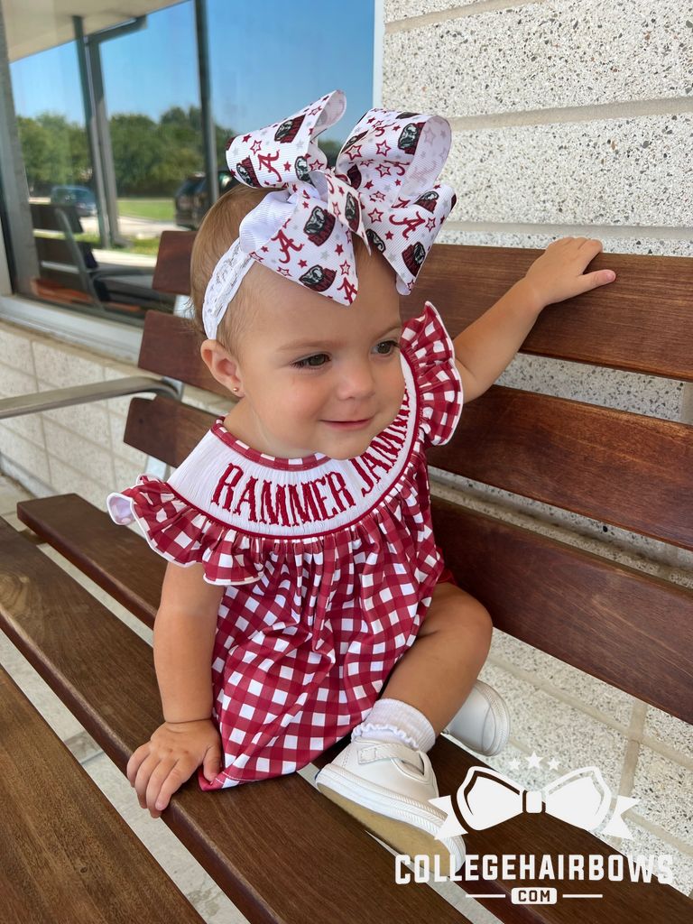 King Signature Collegiate Logo Print Grosgrain Hair Bow