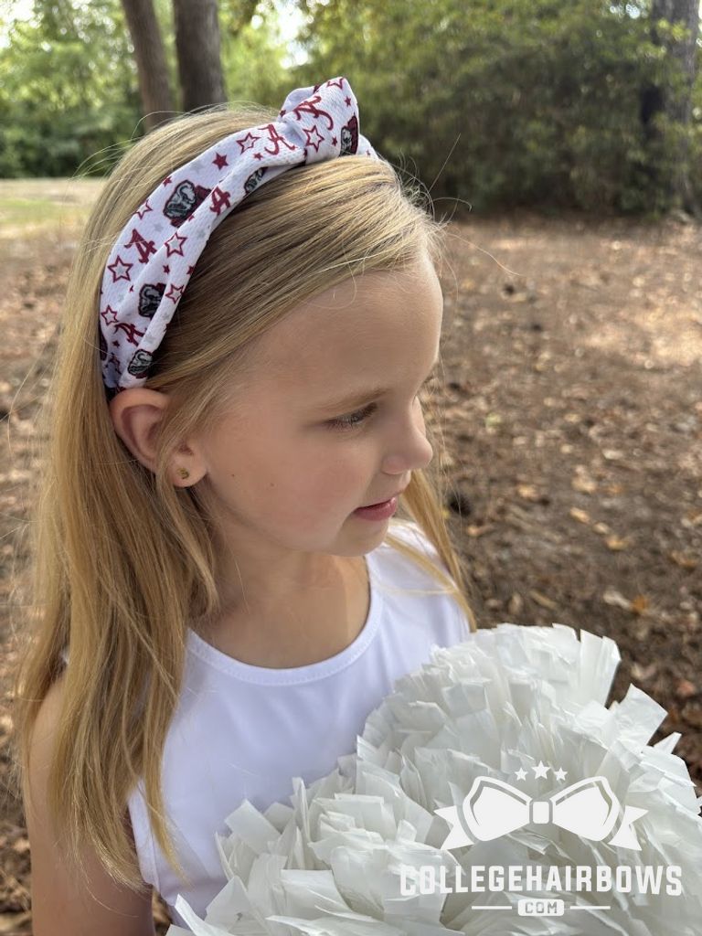 Signature Collegiate Logo Print Soft Ripple-Textured Knot Wrap Headband