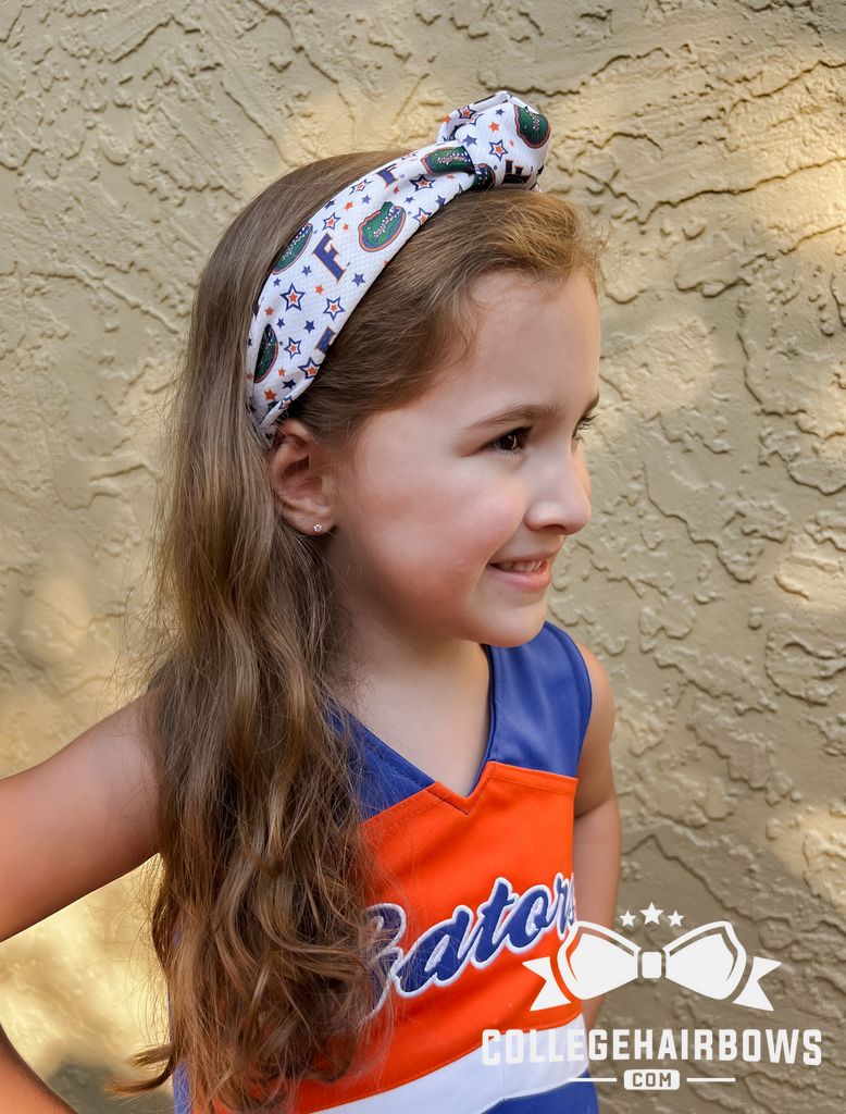 Signature Collegiate Logo Print Soft Ripple-Textured Knot Wrap Headband