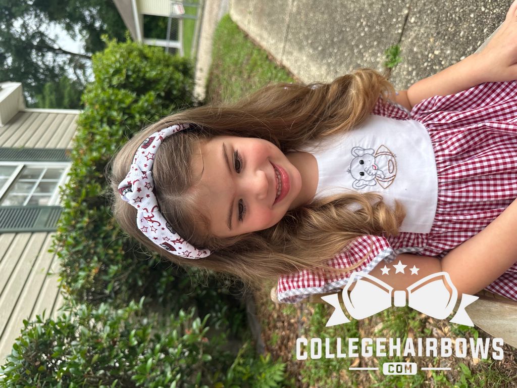 Signature Collegiate Logo Print Soft Ripple-Textured Knot Wrap Headband