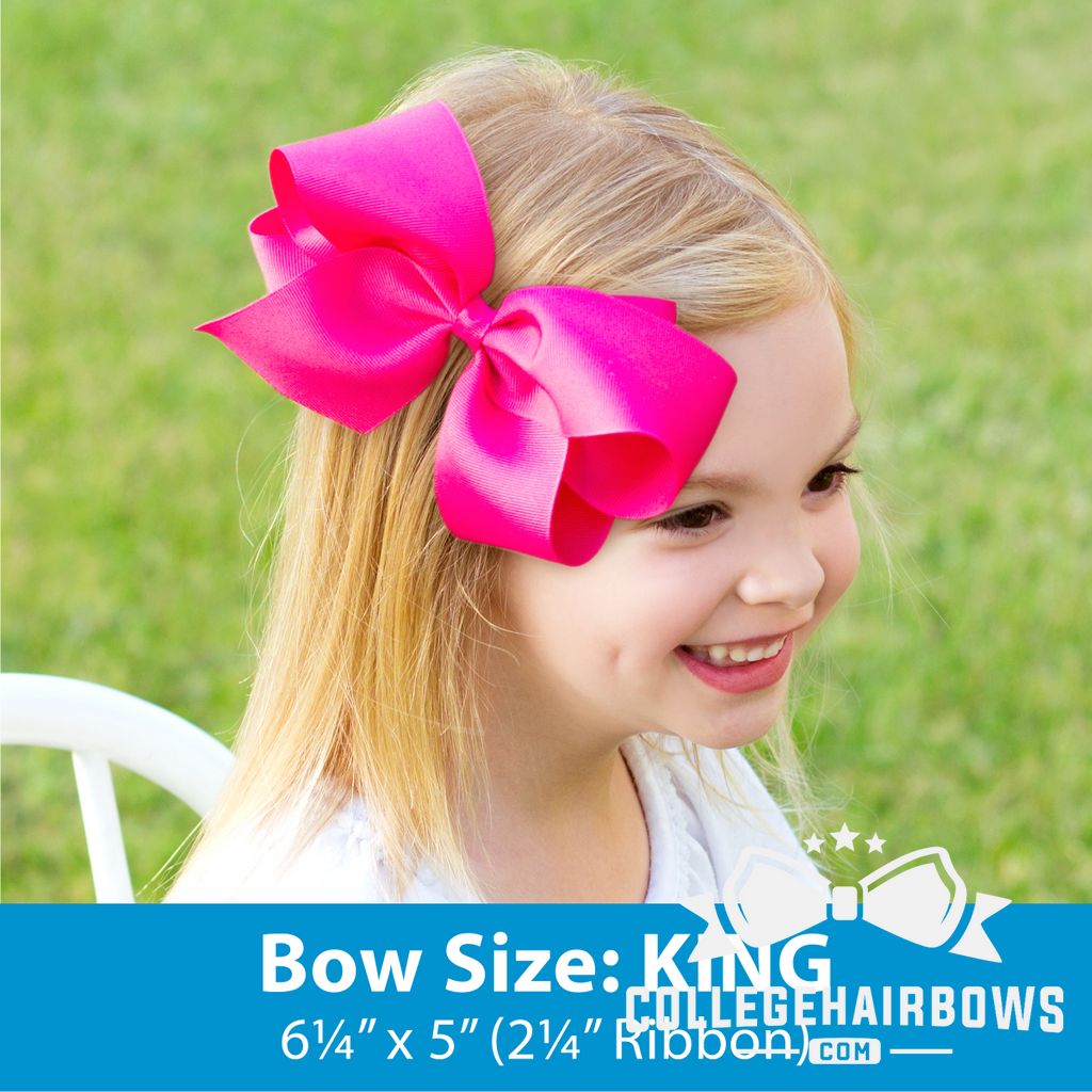 King Two-tone Grosgrain Hair Bow with Embroidered Collegiate Logo