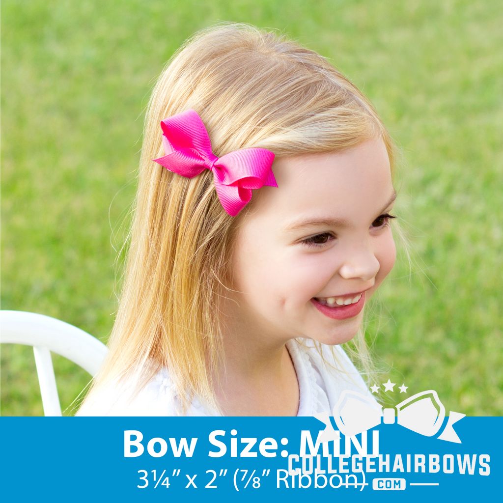 Mini Signature Collegiate Logo Print Grosgrain Hair Bow on Elastic Baby Band