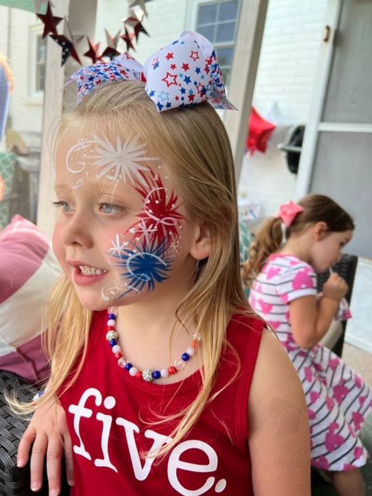 King Patriotic Fireworks Printed Girls Hair Bows