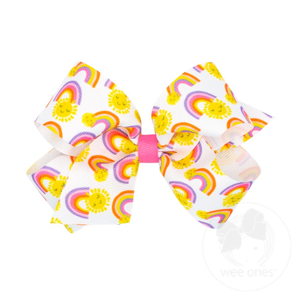 Medium California Dreamin Novelty Print Grosgrain Bows - RAINBOW