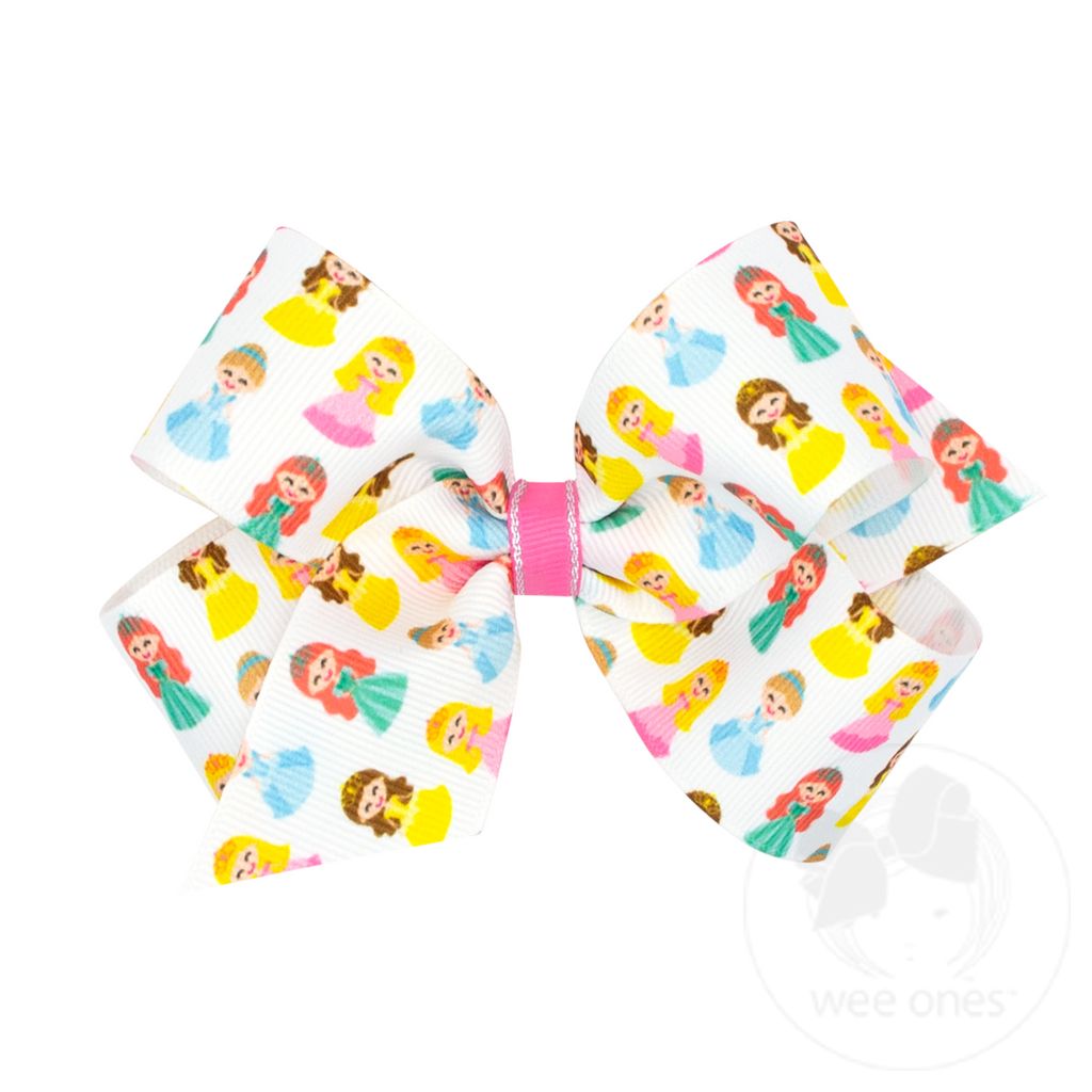 Medium Grosgrain Princess-themed and Dance Printed Girls Hair Bows - PRINCESS