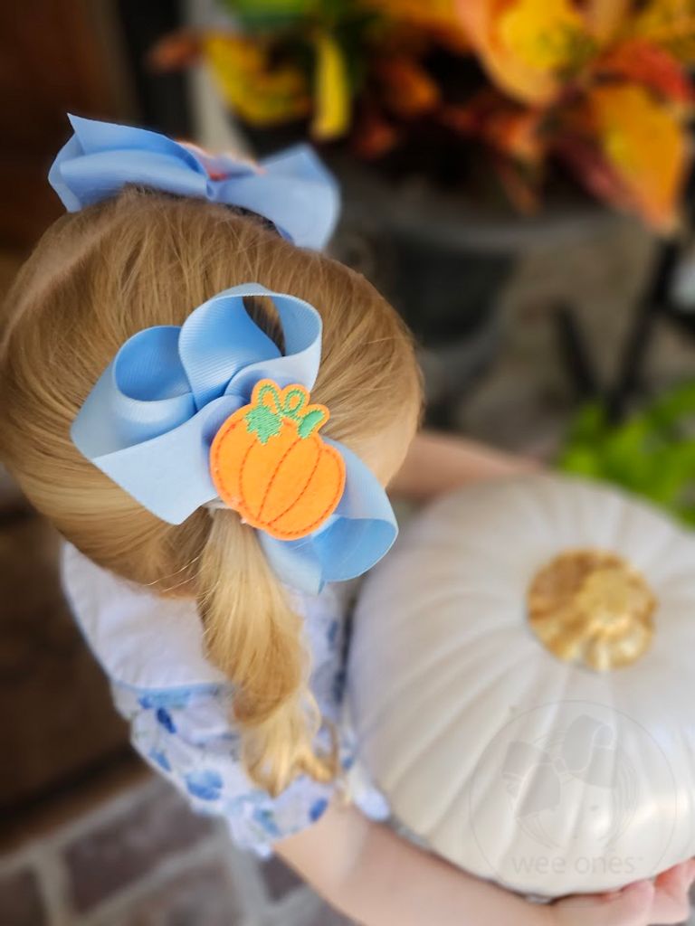 Harvest Pumpkin Feltie Hair Clip, Bow Stacker