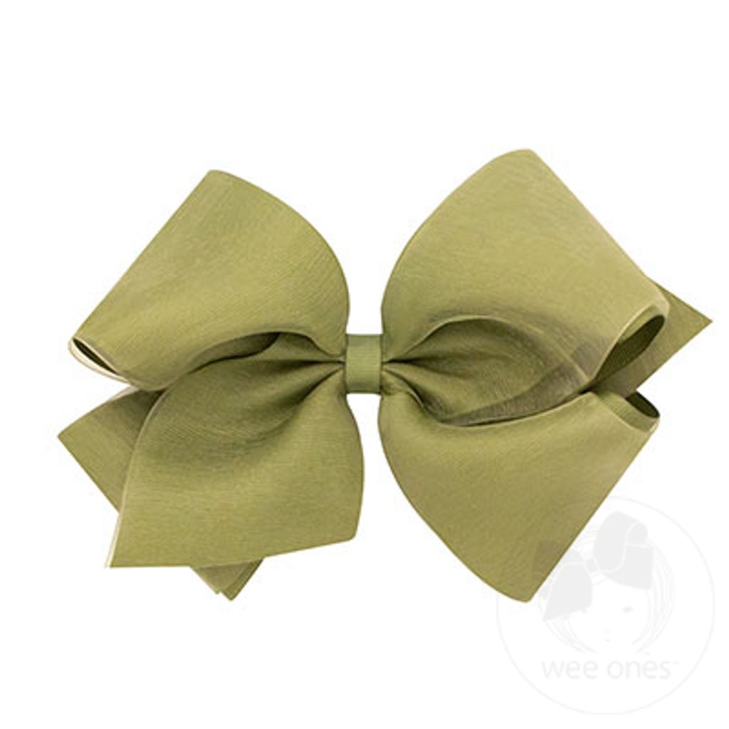 King Grosgrain With Organza Overlay Girls Hair Bow - WILLOW