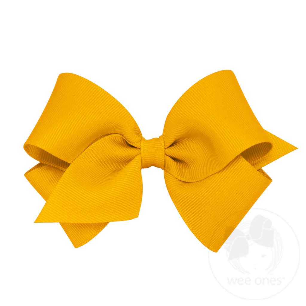 Small Classic Grosgrain Girls Hair Bow (Plain Wrap) - SPECIAL GOLD