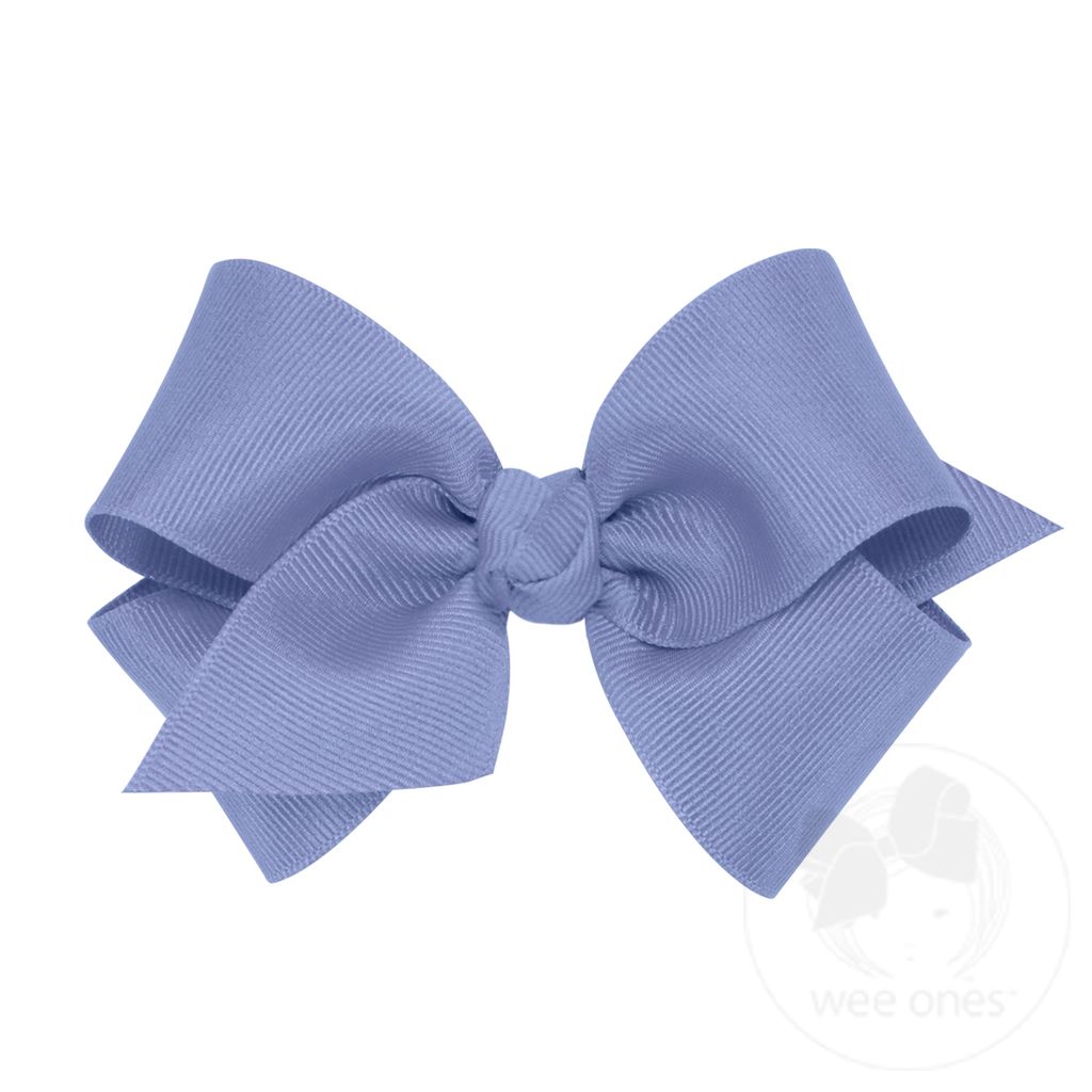 Small Classic Grosgrain Girls Hair Bow (Knot Wrap) - BLUE BIRD