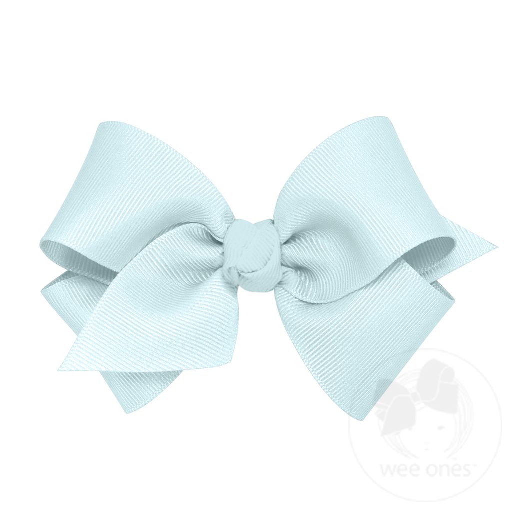 Small Classic Grosgrain Girls Hair Bow (Knot Wrap) - BLUE VAPOR