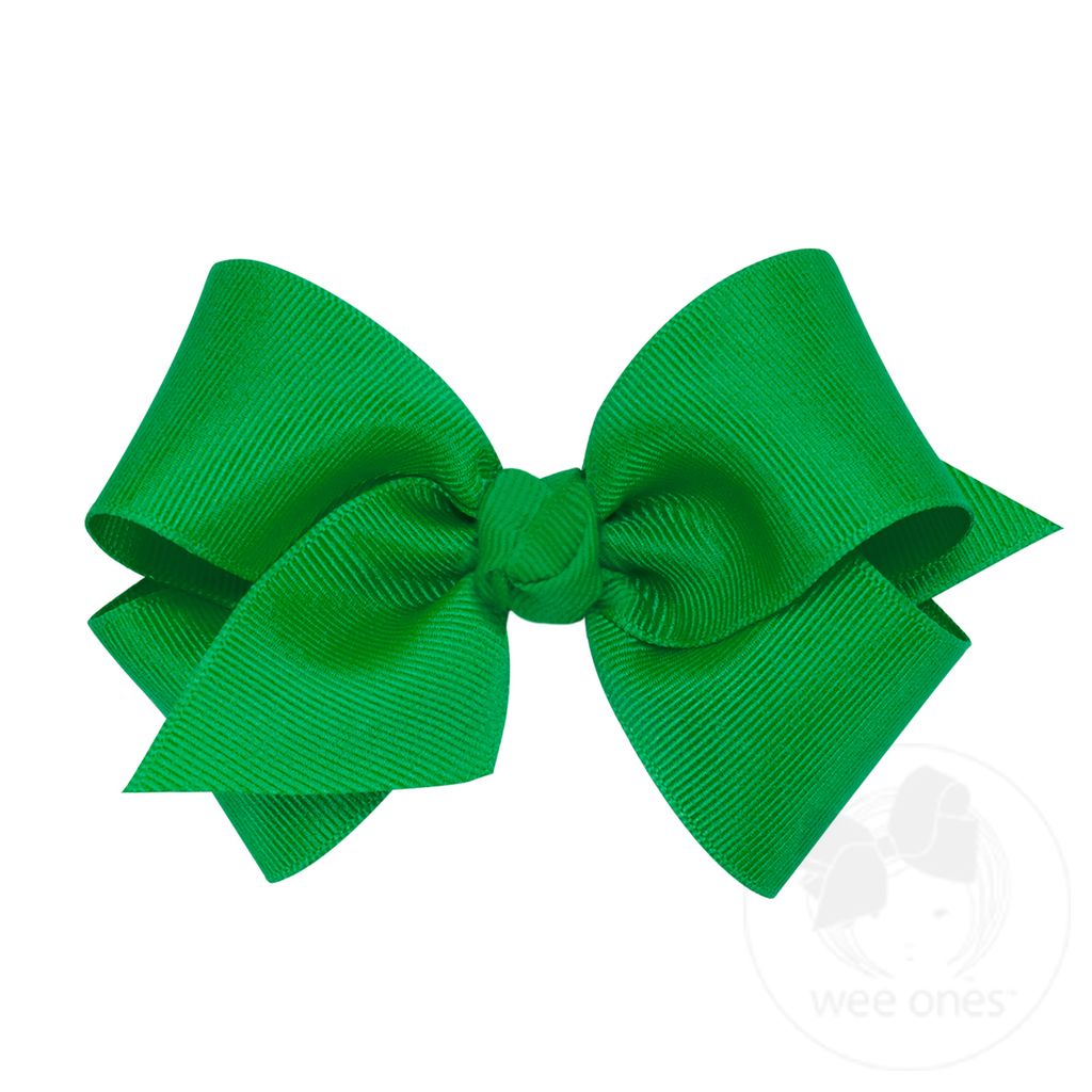 Small Classic Grosgrain Girls Hair Bow (Knot Wrap) - GREEN