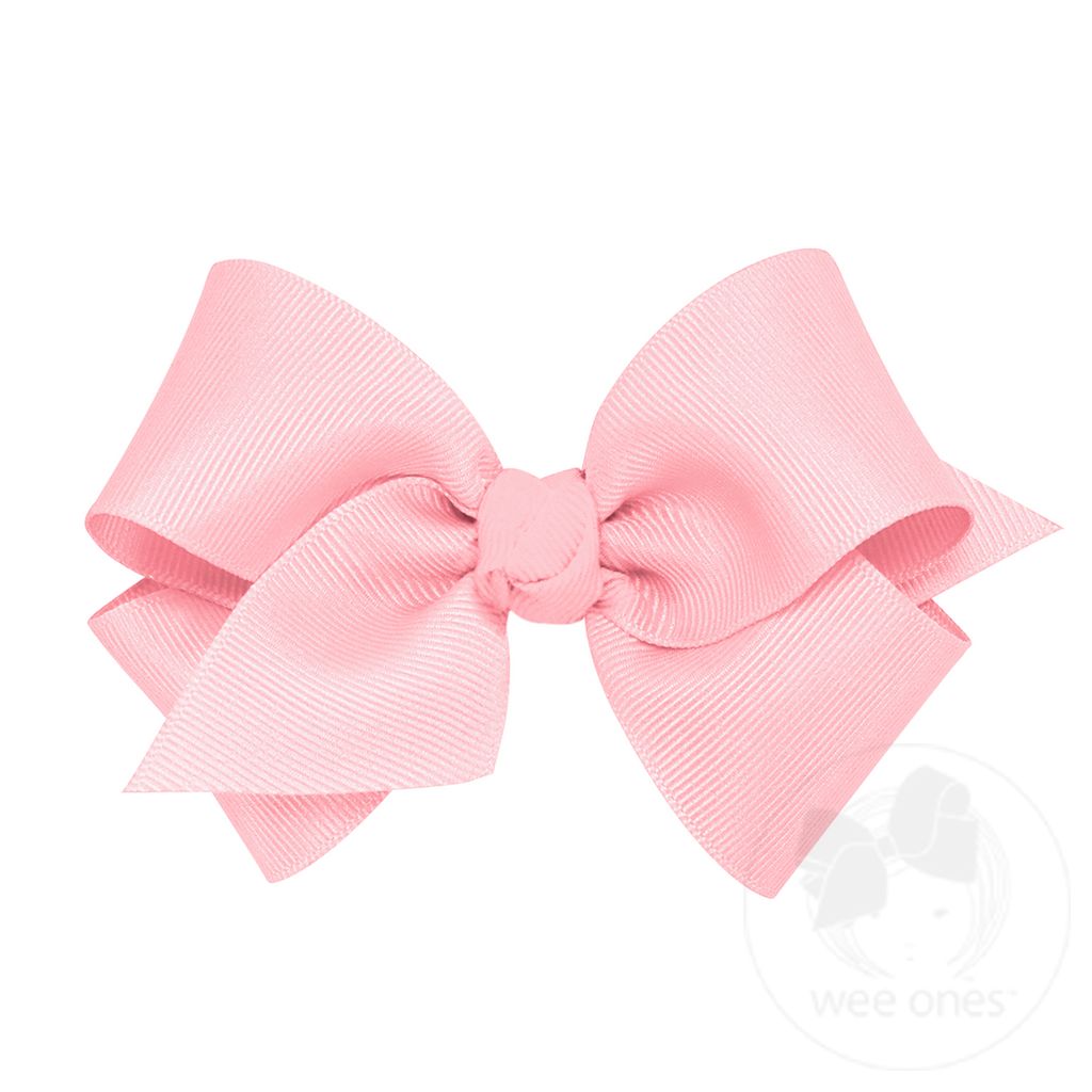 Small Classic Grosgrain Girls Hair Bow (Knot Wrap) - LT PINK