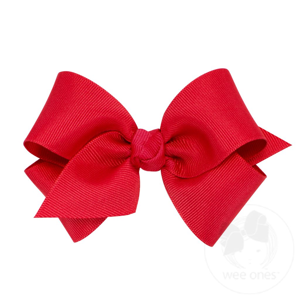 Small Classic Grosgrain Girls Hair Bow (Knot Wrap) - RED