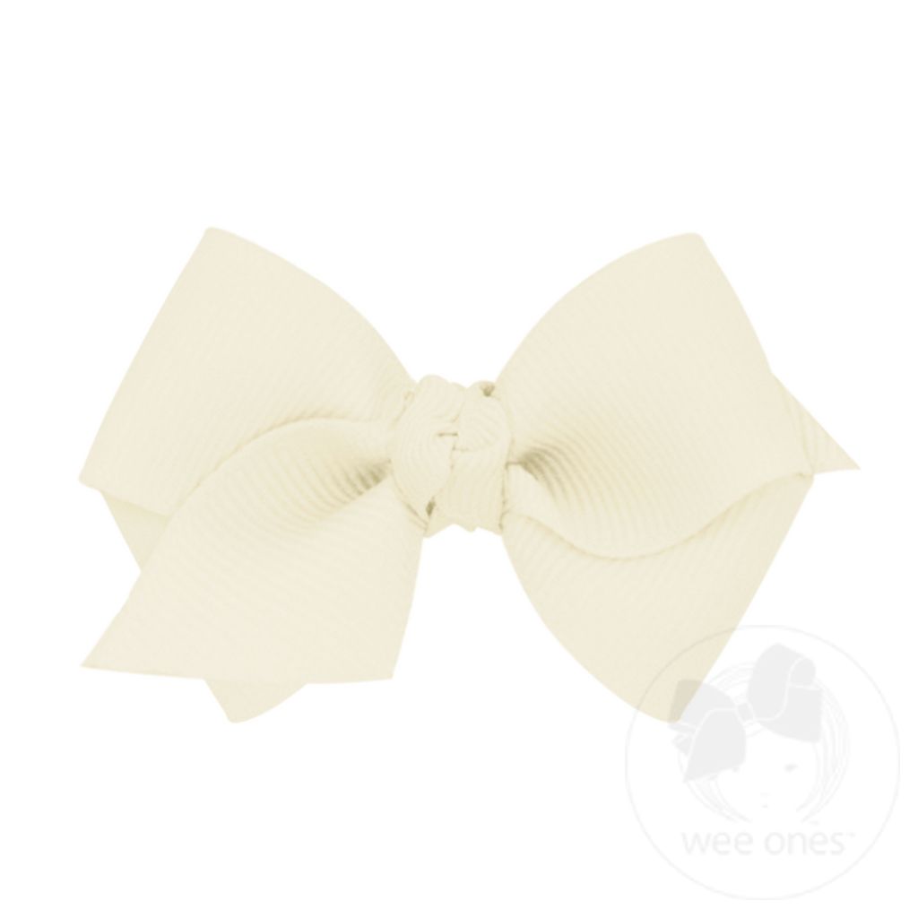Wee Classic Grosgrain Girls Hair Bow (Knot Wrap) - ANTIQUE WHITE