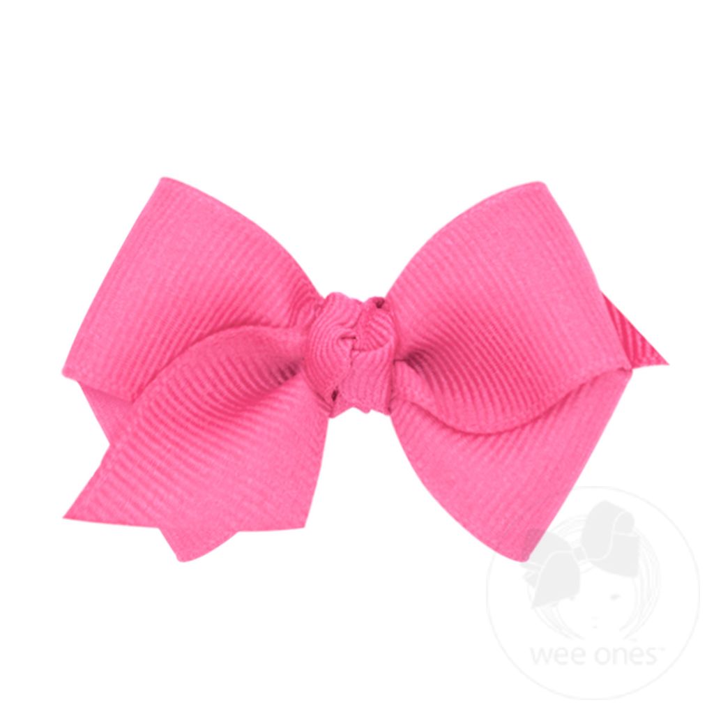 Wee Classic Grosgrain Girls Hair Bow (Knot Wrap) - HOT PINK
