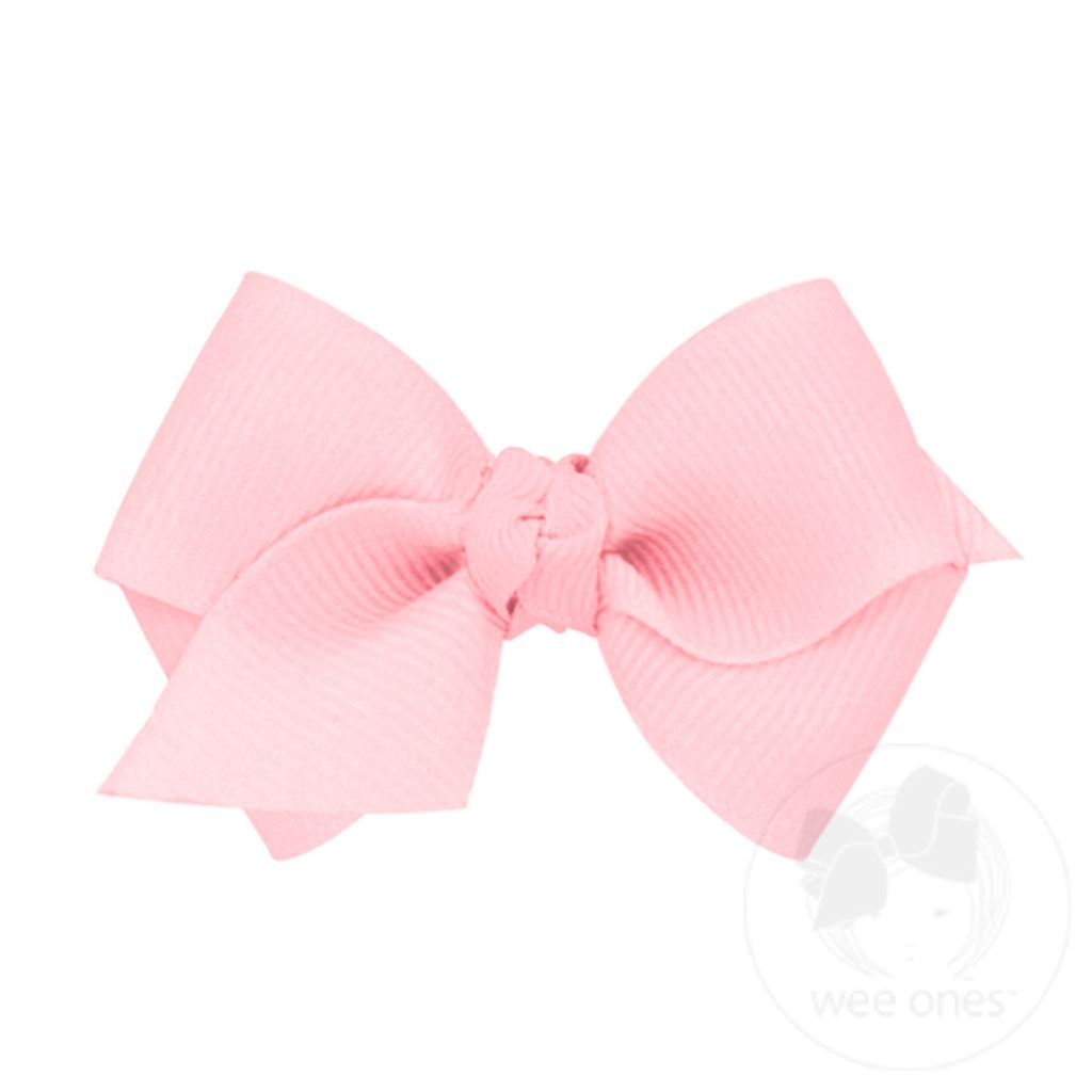 Wee Classic Grosgrain Girls Hair Bow (Knot Wrap) - LT PINK