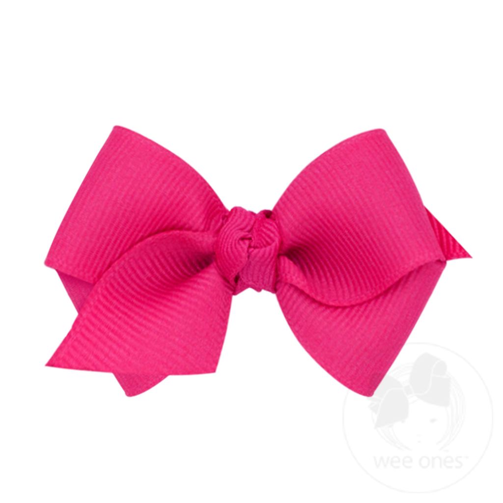 Wee Classic Grosgrain Girls Hair Bow (Knot Wrap) - SHOCKING PINK