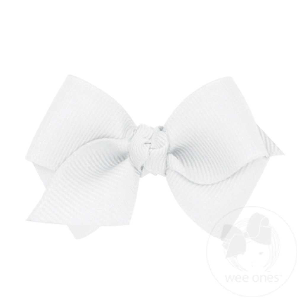 Wee Classic Grosgrain Girls Hair Bow (Knot Wrap) - WHITE