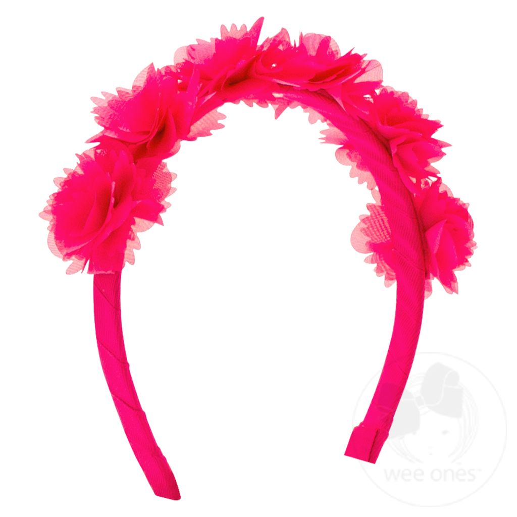 Chiffon Flower Girls Headband - SHOCKING PINK