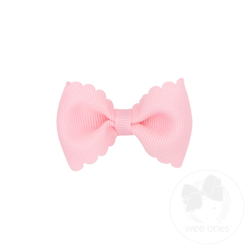 Tiny Grosgrain Bowtie with Scalloped Edge - LT PINK