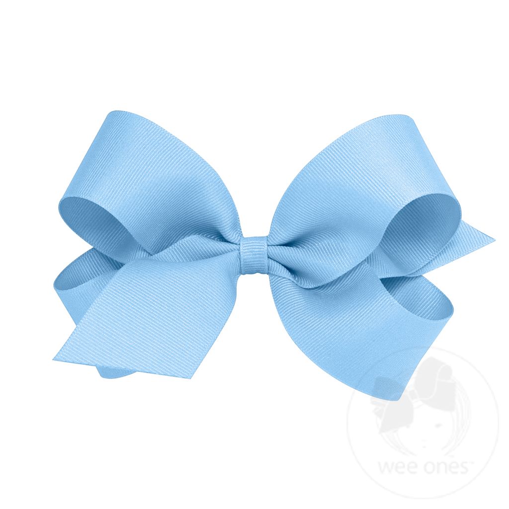 Large Classic Grosgrain Girls Hair Bow (Plain Wrap) - BLUE