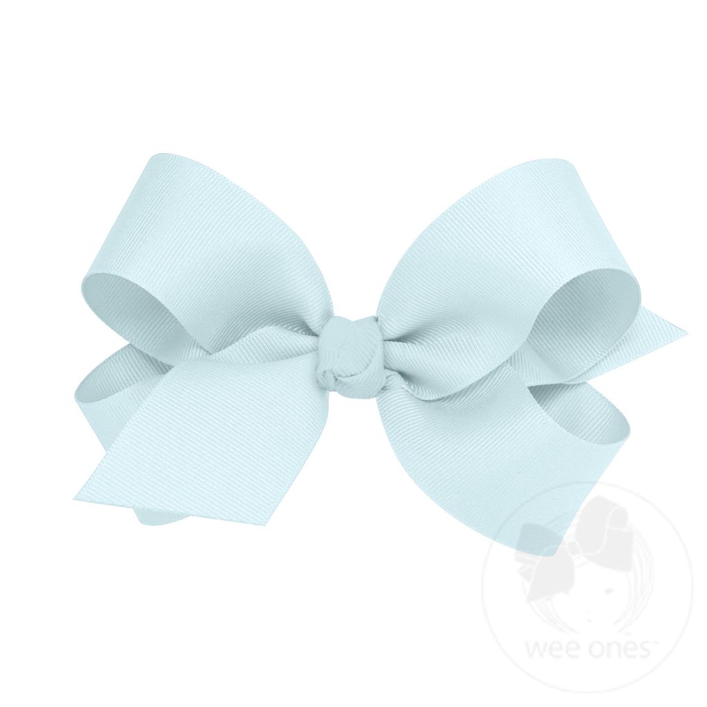 Large Classic Grosgrain Girls Hair Bow (Knot Wrap) - BLUE VAPOR