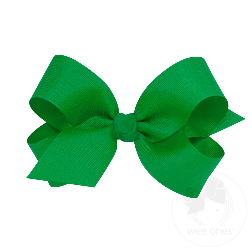 Large Classic Grosgrain Girls Hair Bow (Knot Wrap) - GREEN