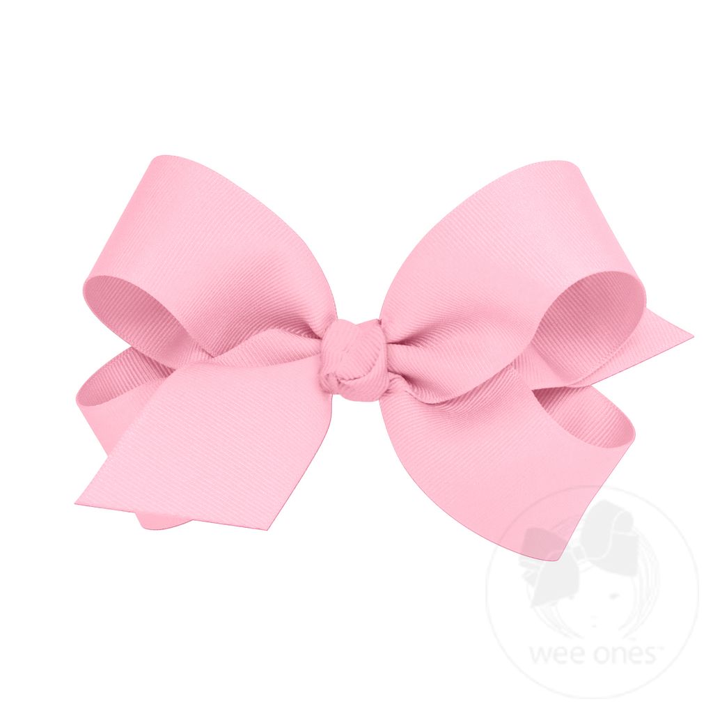 Large Classic Grosgrain Girls Hair Bow (Knot Wrap) - PEARL