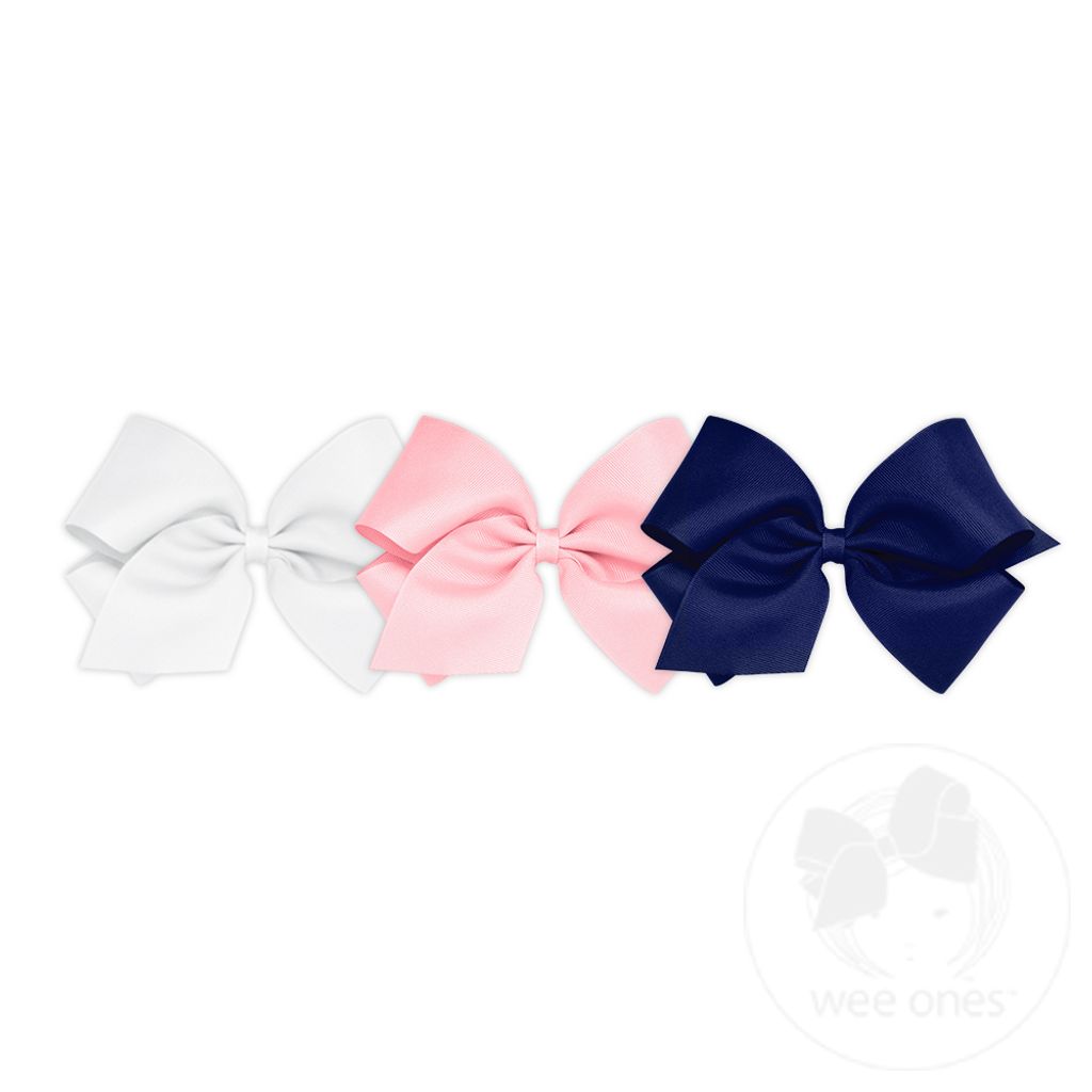 BUY MORE AND SAVE! 3 King Classic Grosgrain Girls Hair Bows - ASSORTED