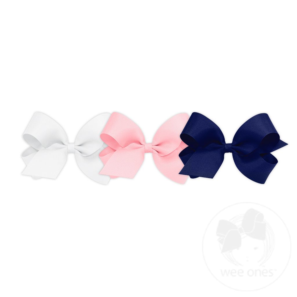 BUY MORE AND SAVE! 3 Large Classic Grosgrain Girls Hair Bows - ASSORTED