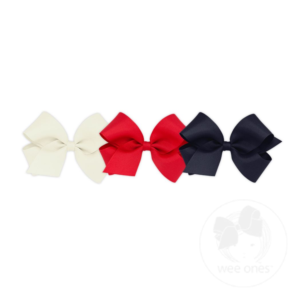 BUY MORE AND SAVE! 3 Medium Classic Grosgrain Girls Hair Bows - ASSORTED