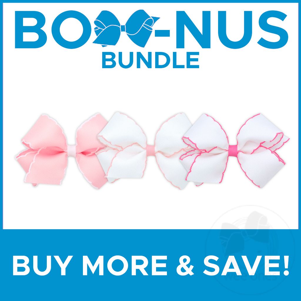 BUY MORE AND SAVE! 3 Medium Moonstitch Girls Hair Bows