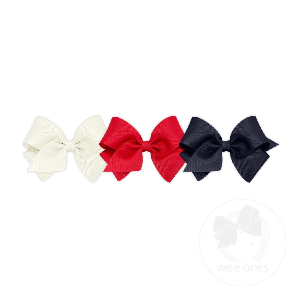 BUY MORE AND SAVE! 3 Small Classic Grosgrain Girls Hair Bows
