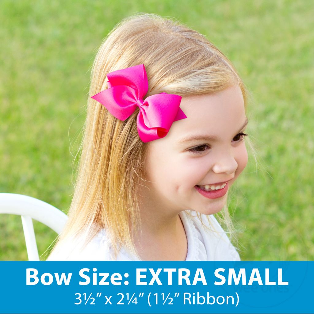 Extra Small Grosgrain Hair Bow on Matching Cotton Jersey Baby Headband	