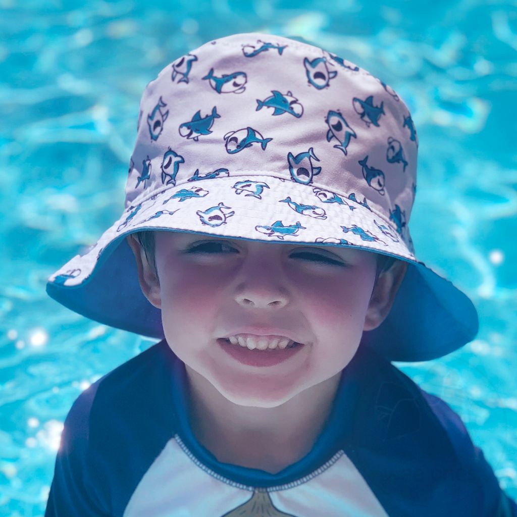 Boys Reversible Shark Print Sun Hat