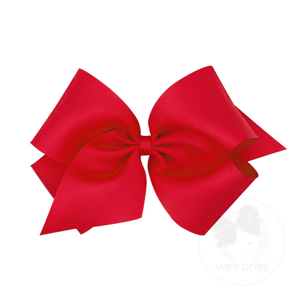 Huge Classic Grosgrain Girls Hair Bow (Plain Wrap) - RED
