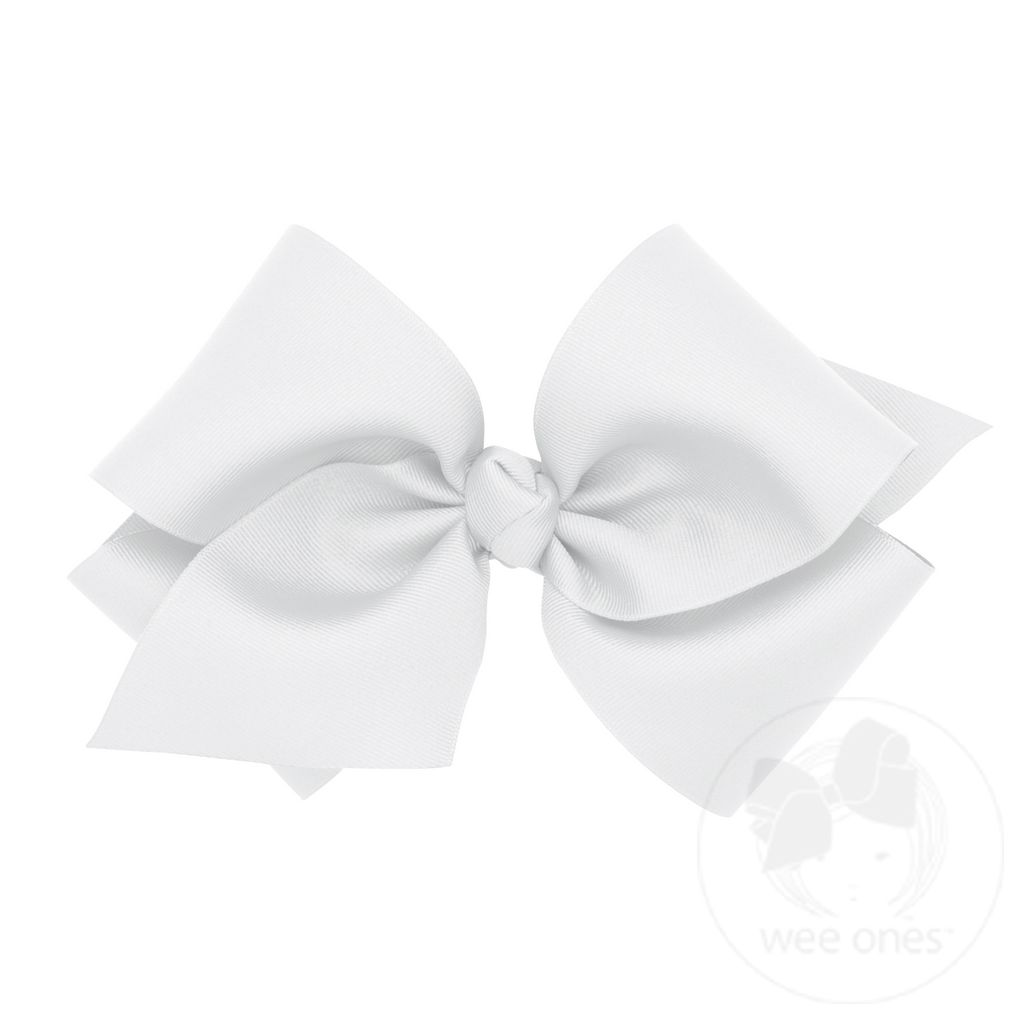 Huge Classic Grosgrain Girls Hair Bow (Knot Wrap) - WHITE