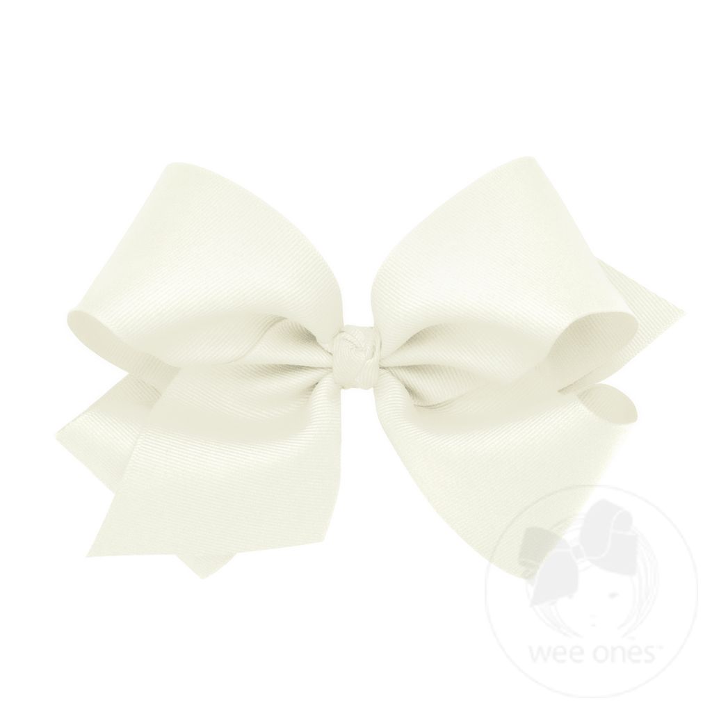 King Classic Grosgrain Girls Hair Bow (Knot Wrap) - ANTIQUE WHITE