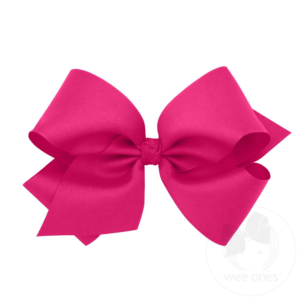 King Classic Grosgrain Girls Hair Bow (Knot Wrap) - SHOCKING PINK