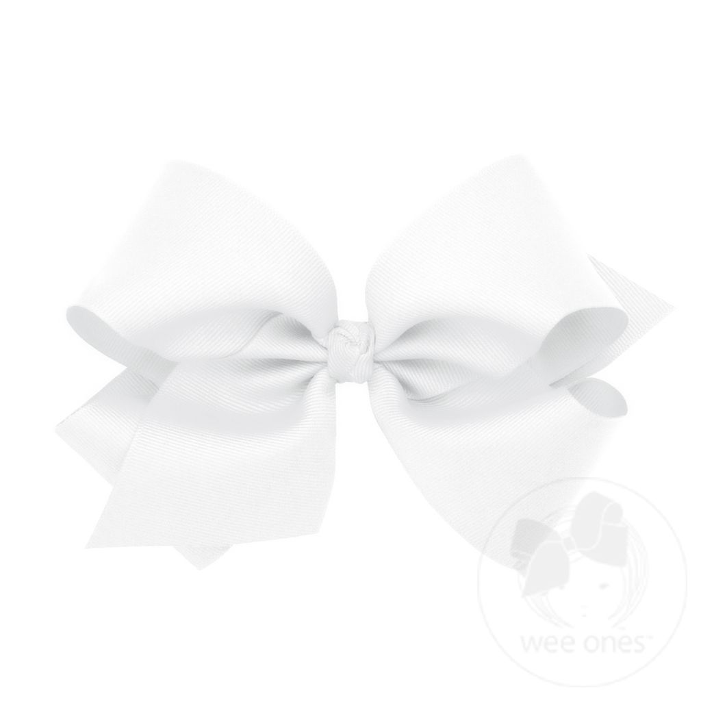 King Classic Grosgrain Girls Hair Bow (Knot Wrap) - WHITE